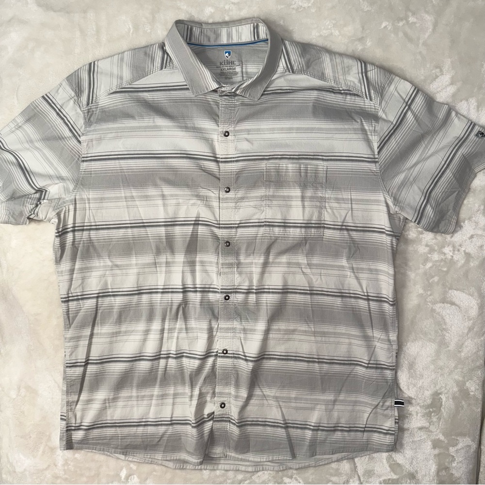 Kuhl Men's Casual Striped Shirt - Gray and White